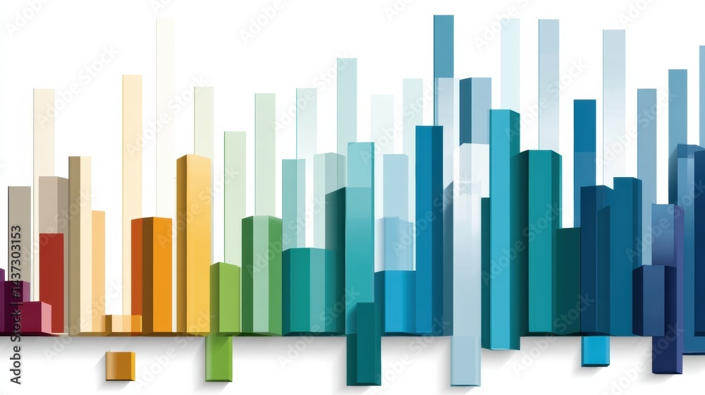 Poster timeline graphic transitions into bar chart highlighting conceptual growth and data representation i