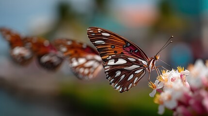 Obraz premium Two butterflies on flowers