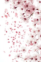 Naklejka premium Delicate pink cherry blossoms falling