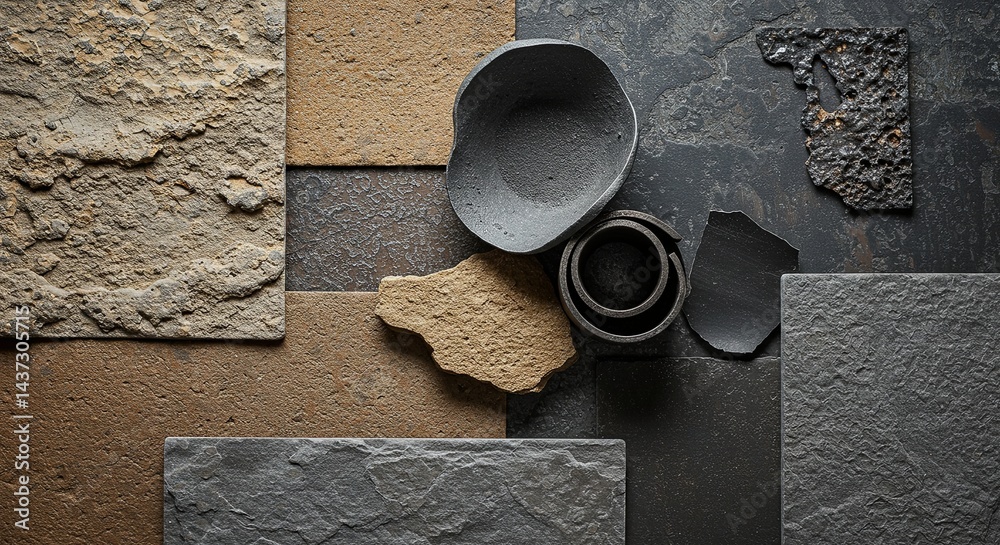 Aufkleber a collection of various shapes and sizes of bowls