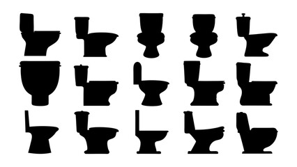 set of toilet silhouette vector on tranparent background