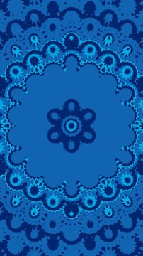 blue geometric vertical video, circular morphing pattern