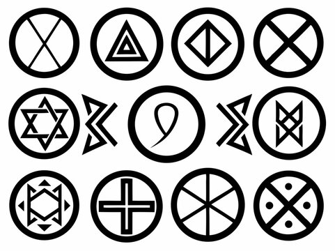 A ring made of elder futhark runes around a central rune or object