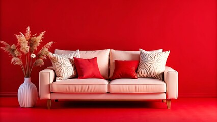 sofa in a red room