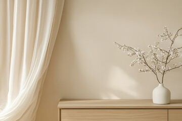 Beige Room with Light, Vase of Flowers
