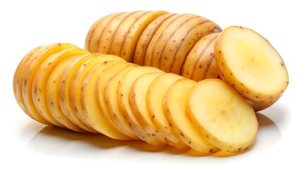 Sliced potato isolated on white background