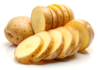 Sliced potato isolated on white background