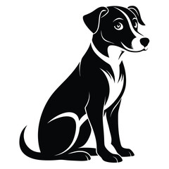 Minimalist Black and White Silhouette of a Sitting Dog, Canine Companion
