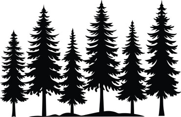 Obraz premium Beautiful Pine Trees Isolated Silhouette Vector Art Elegant Forest Landscape and Nature Design