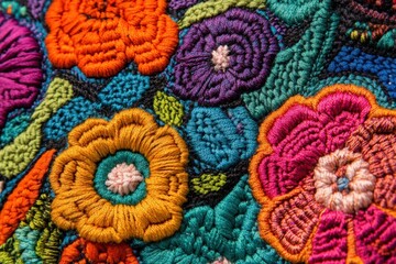 Colorful Guatemalan textiles with intricate embroidered patterns
