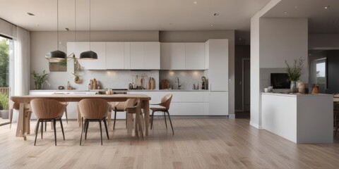 Fototapeta premium Stylish home renovation, clean lines, contemporary design, new, real estate, clean