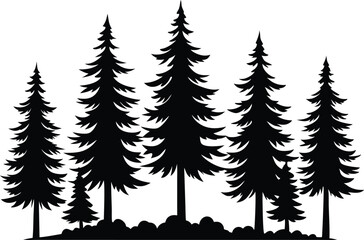 Obraz premium Beautiful Pine Trees Isolated Silhouette Vector Art Elegant Forest Landscape and Nature Design
