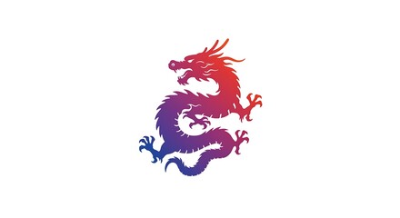 Obraz premium Dragon Gradient Silhouette Fierce Mythical Creature Graphic