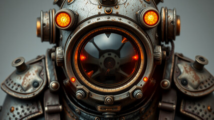 Fototapeta premium Detailed Close-up of a Steampunk Diving Suit Helmet