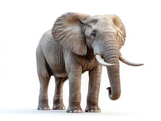 Fototapeta premium Majestic elephant, front view, isolated on white