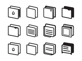 Document Folder line art icon elegant clean outline drawing
