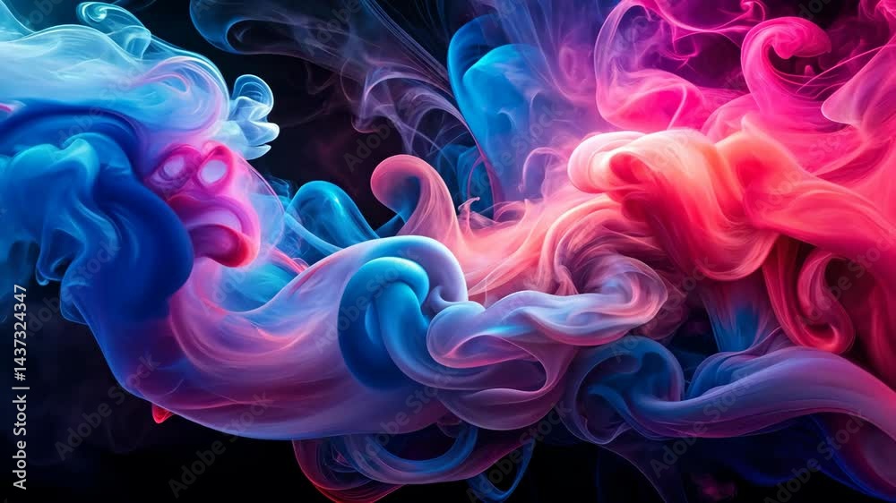 Poster vivid hues dance a colorful abstract display of swirling smoke and fluid dynamics