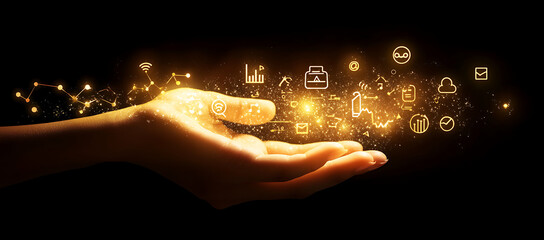 An analyst uses a computer and dashboard for data business analysis and Data Management System, Customers database, gather information to report. Data science technology and digital marketing