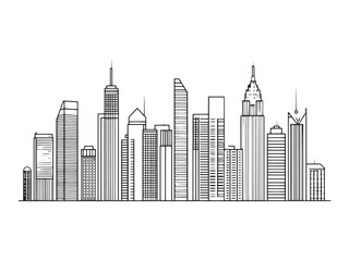 Obraz premium Downtown District line art icon clean modern town design