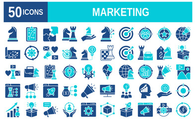 Marketing icons set. Content, search, marketing, ecommerce, seo, electronic devices, internet, analysis, social and more line icons on white background�