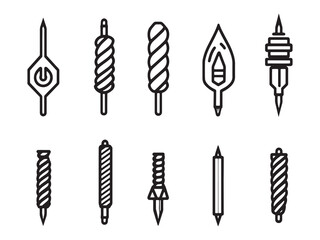 Drill Bit line art icon technical black white graphic