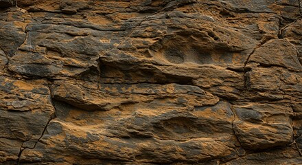 A rock wall with a lot of texture and a brownish color