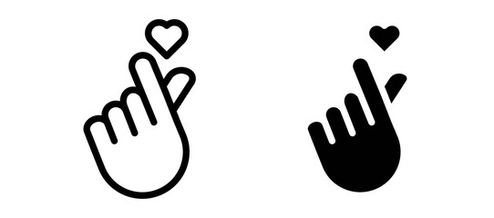 korean heart icon in black color for website or app.