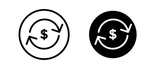 Cash flow icon in black color for website or app.