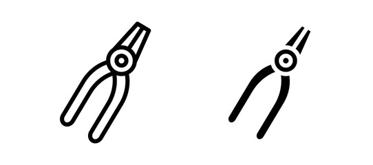 Pliers icon in black color for website or app.