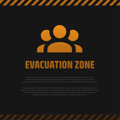 Editable Evacuation Zone Poster, Emergency Meeting Point Sign, Editable Black Orange Evacuation Area Design, Editable Safety Zone Notice, Editable Evacuation Assembly Poster