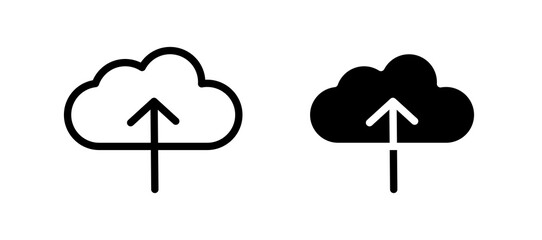 Cloud upload icon in black color for website or app.