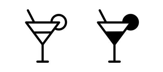 Martini glass icon in black color for website or app.