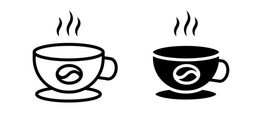 coffee cup icon in black color for website or app.