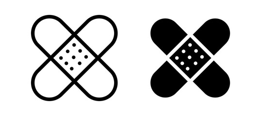Band aid icon in black color for website or app.