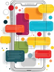 Obraz premium Smartphone Interface Showcasing Vibrant Chat Bubbles Representing Engaging Conversations Between Users in a Modern Digital Communication Setting