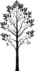 Obraz premium Birch Tree Isolated Silhouette Vector Art Elegant Forest Element with Natural Landscape Design