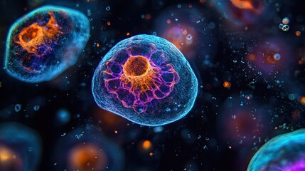 Cells under study in the lab.  