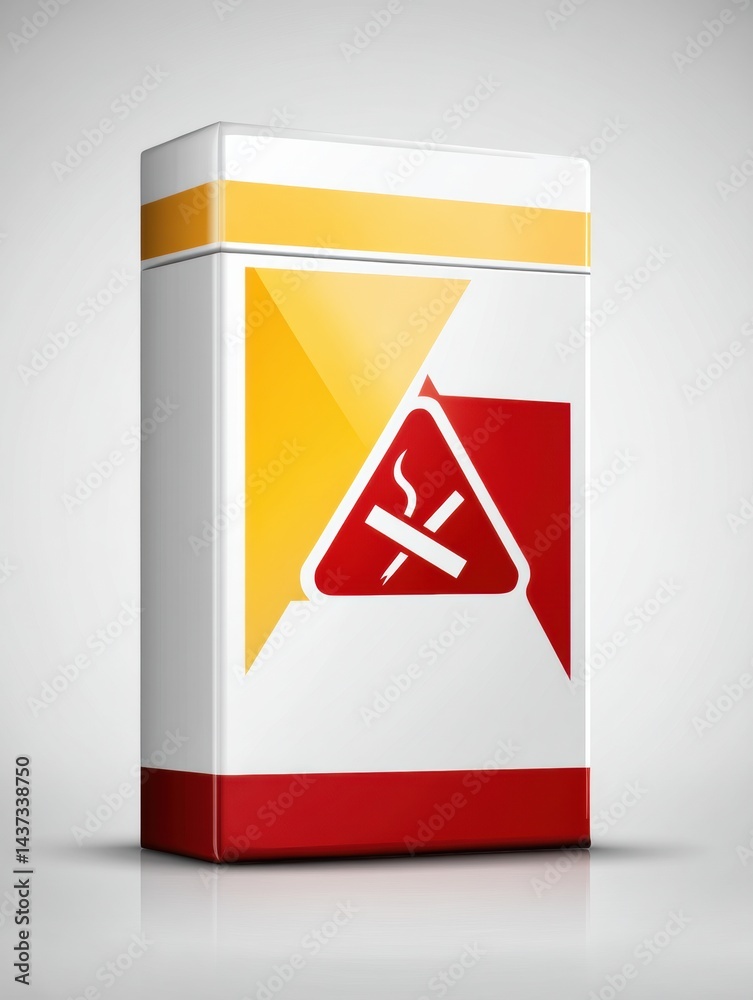 Poster warning label evolves into cigarette pack design representing health risks associated with smoking