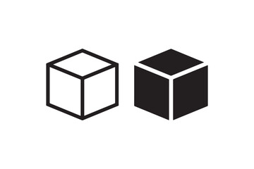 Simple 3D cube box icon for shipping or design Vector