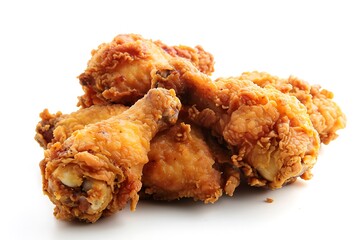 crispy fried chicken drumstick, isolated on bright white