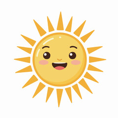 Happy cartoon sun with smiling face on a bright background  