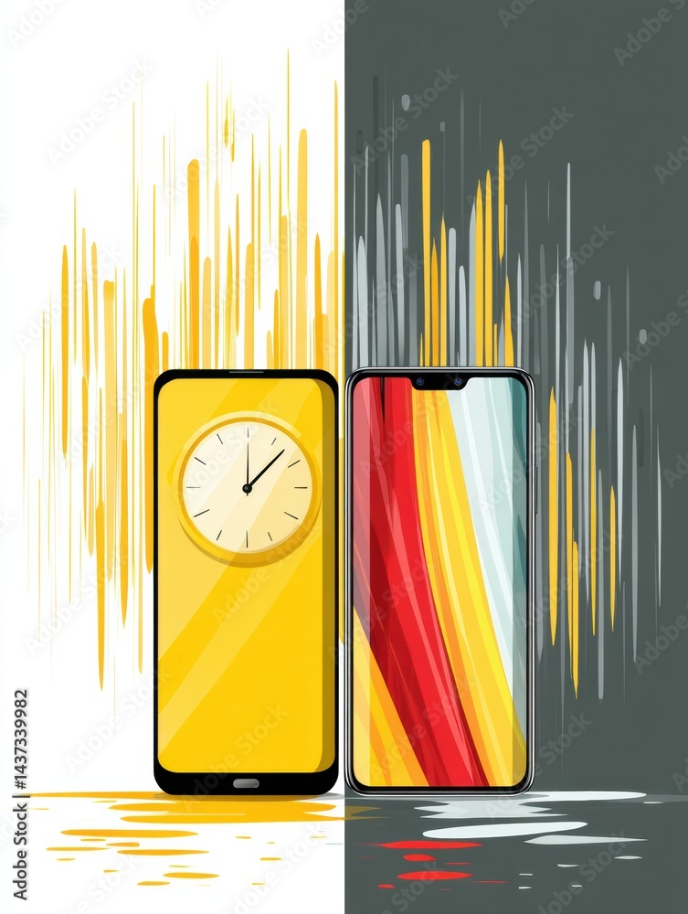 Aufkleber Old Versus New Smartphone Comparison Illustrating Technological Progression and Design Evolution in Mobile Devices Over Time