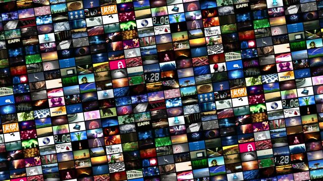 Abstract Data Stream: Digital Wall of Screens with Diverse Content
