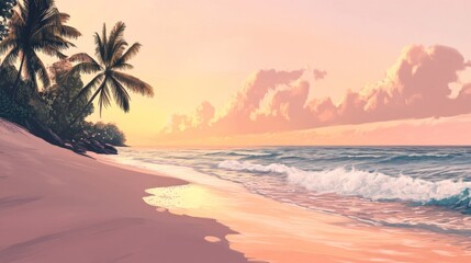 Tropical sunset beach scene