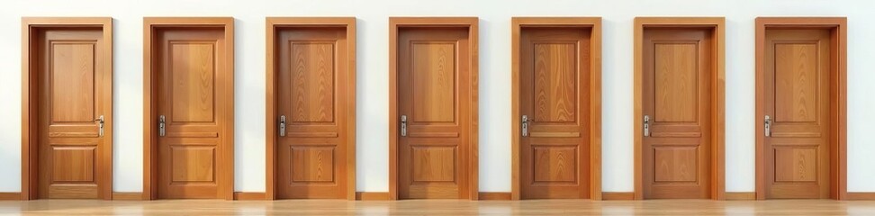 Obraz premium Set of modern minimalist wooden doors in various designs, entryway, door