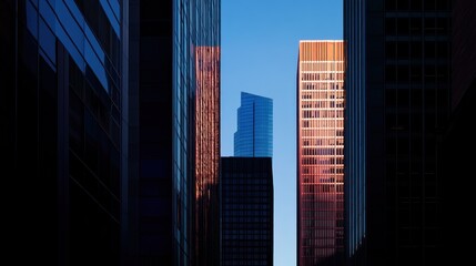 Fototapeta premium Urban Skyscrapers in a City Alleyway