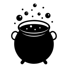 Witch Cauldron with Bubbles Vector on White Background