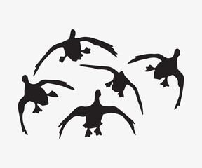 Naklejka premium silhouette of flying ducks, vector illustration art