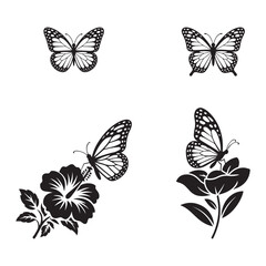 Elegant Black and White Butterfly and Flower Design