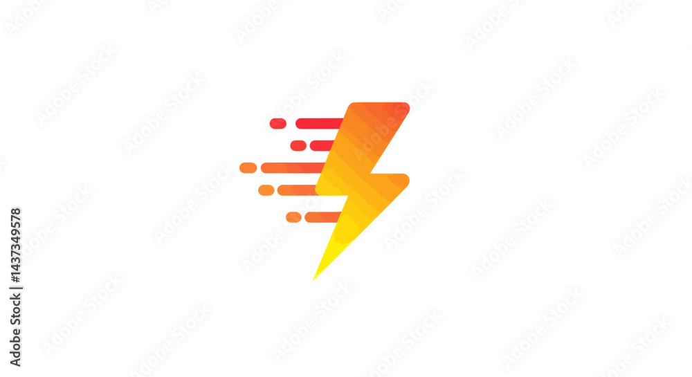 Poster dynamic energy concept with a lightning bolt and speed lines in vibrant gradient colors conveys swif